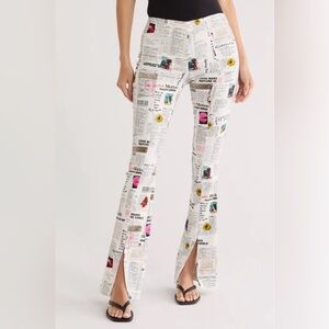 Desigual Newspaper Print Straight Leg Pants - Multicolor
